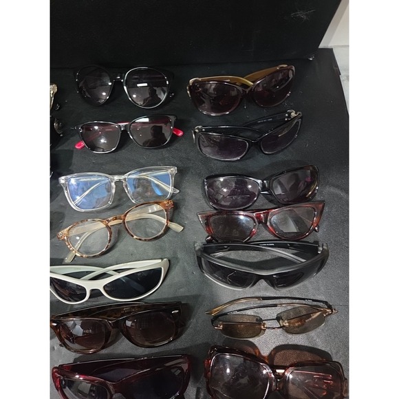 Bulk Lot 30+ Pairs Assorted Sunglasses/Frames: Aviator Cat Eye Rectangular Mixed main image 6